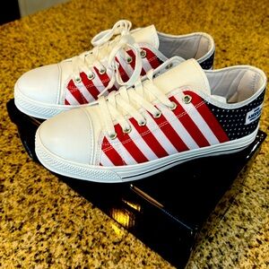 Red white and blue Trump sneaker